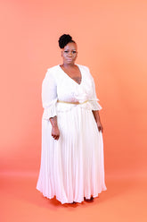 Flounce Pleat dress White